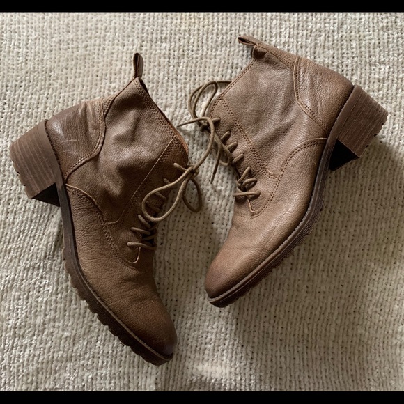 Lucky Brand 7.5 Taupe Brown Giorgia Lace Up Boots - Picture 6 of 12